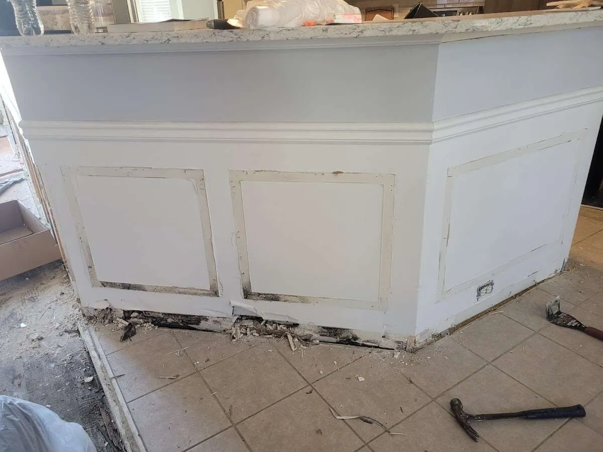 Water damage and mold on kitchen during Storm Damage Restoration in Calabasas